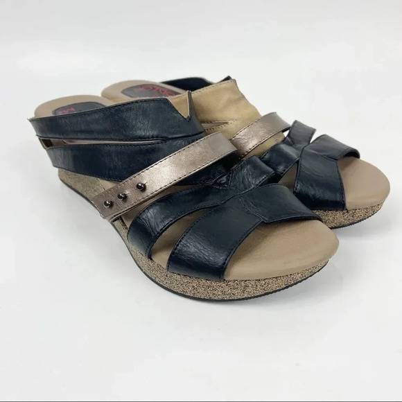 NEW Modzori Myra Mid Wedge Reversible Multi Wear Slip On Sandals Size 10 - Picture 1 of 11